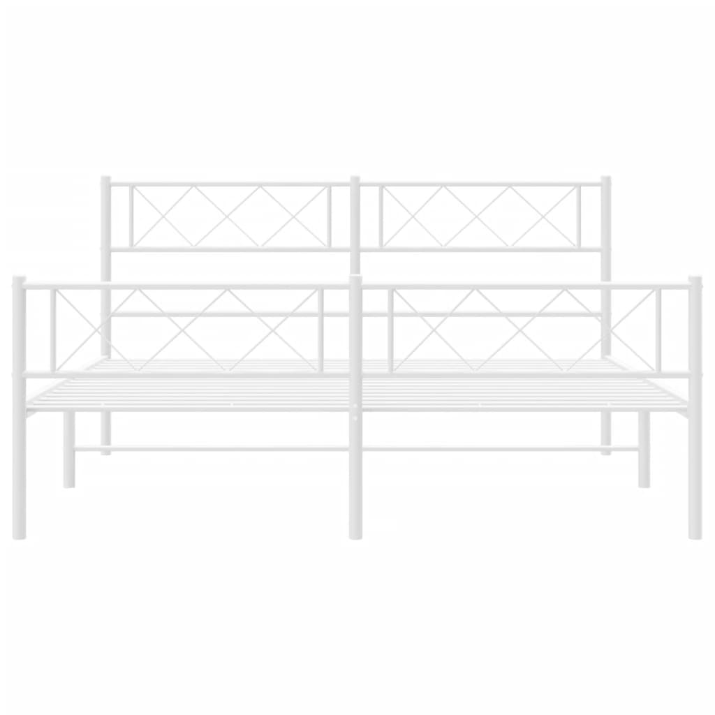 vidaXL Estrutura de cama com cabeceira e pés 120x200 cm metal branco