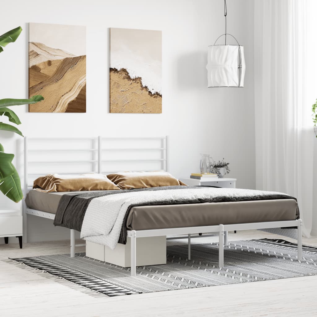 vidaXL Estrutura de cama com cabeceira 140x190 cm metal branco