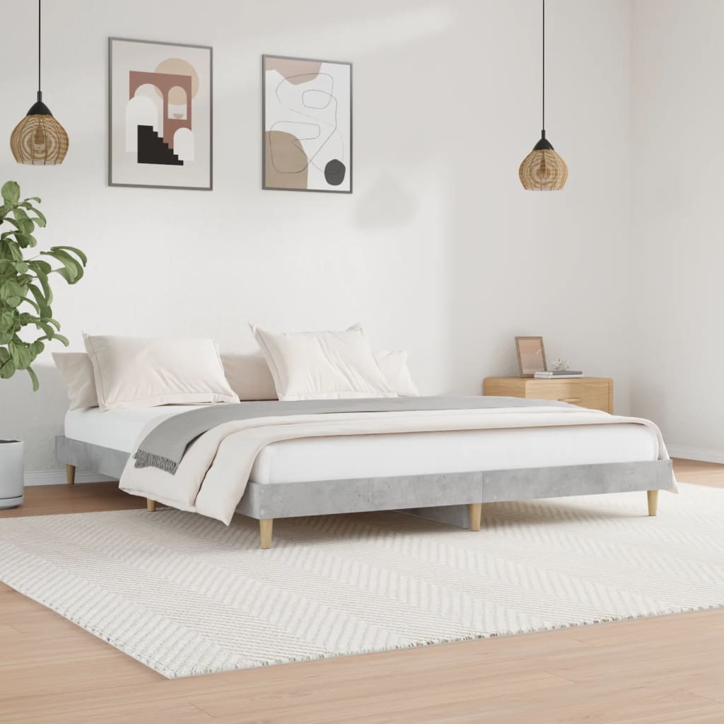 vidaXL Estrutura de cama 200x200 cm derivados de madeira cinza cimento