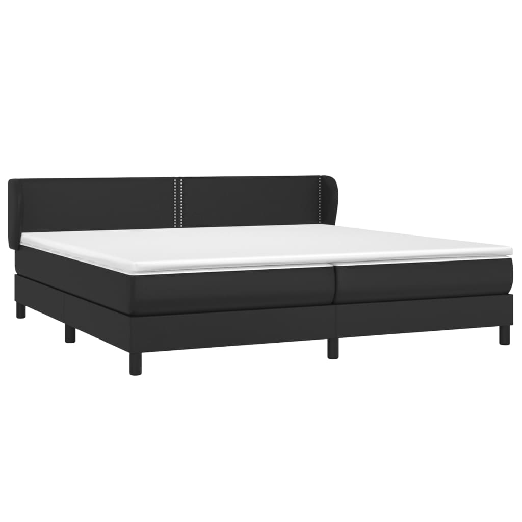 vidaXL Cama com molas/colchão 200x200 cm couro artificial preto