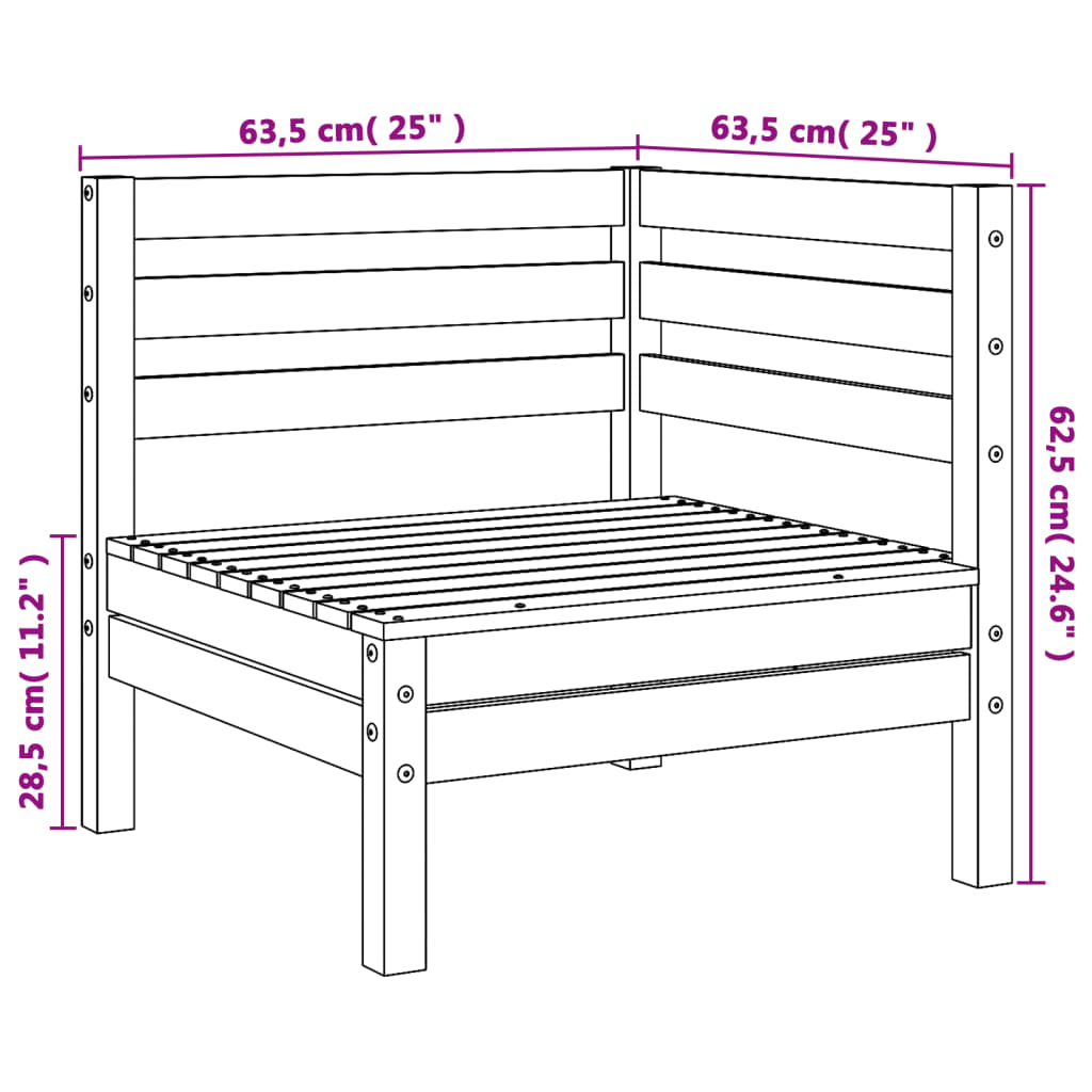 vidaXL Sofás de canto para jardim 2 pcs pinho maciço castanho-mel