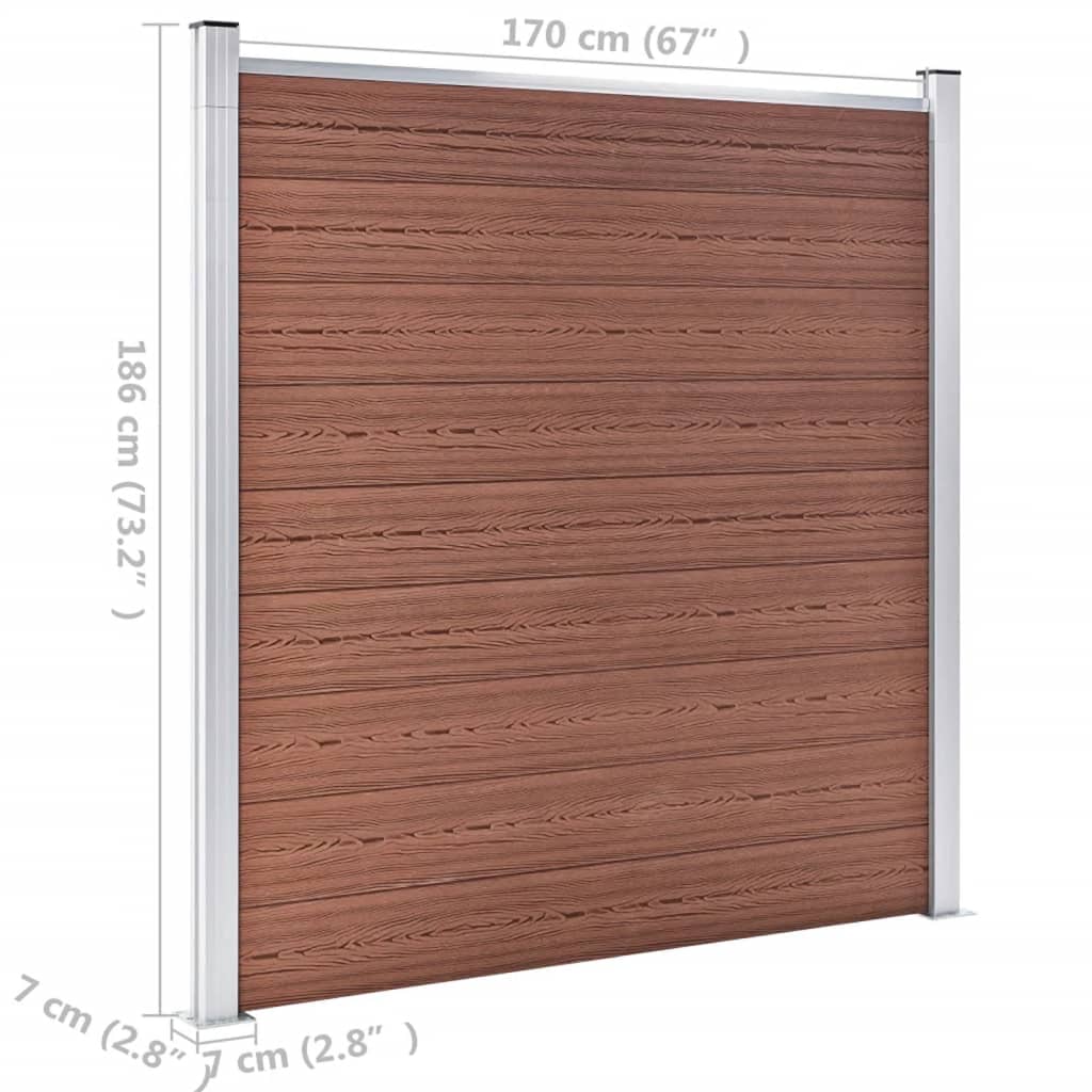 vidaXL Painel de vedação para jardim 1737x186 cm WPC castanho