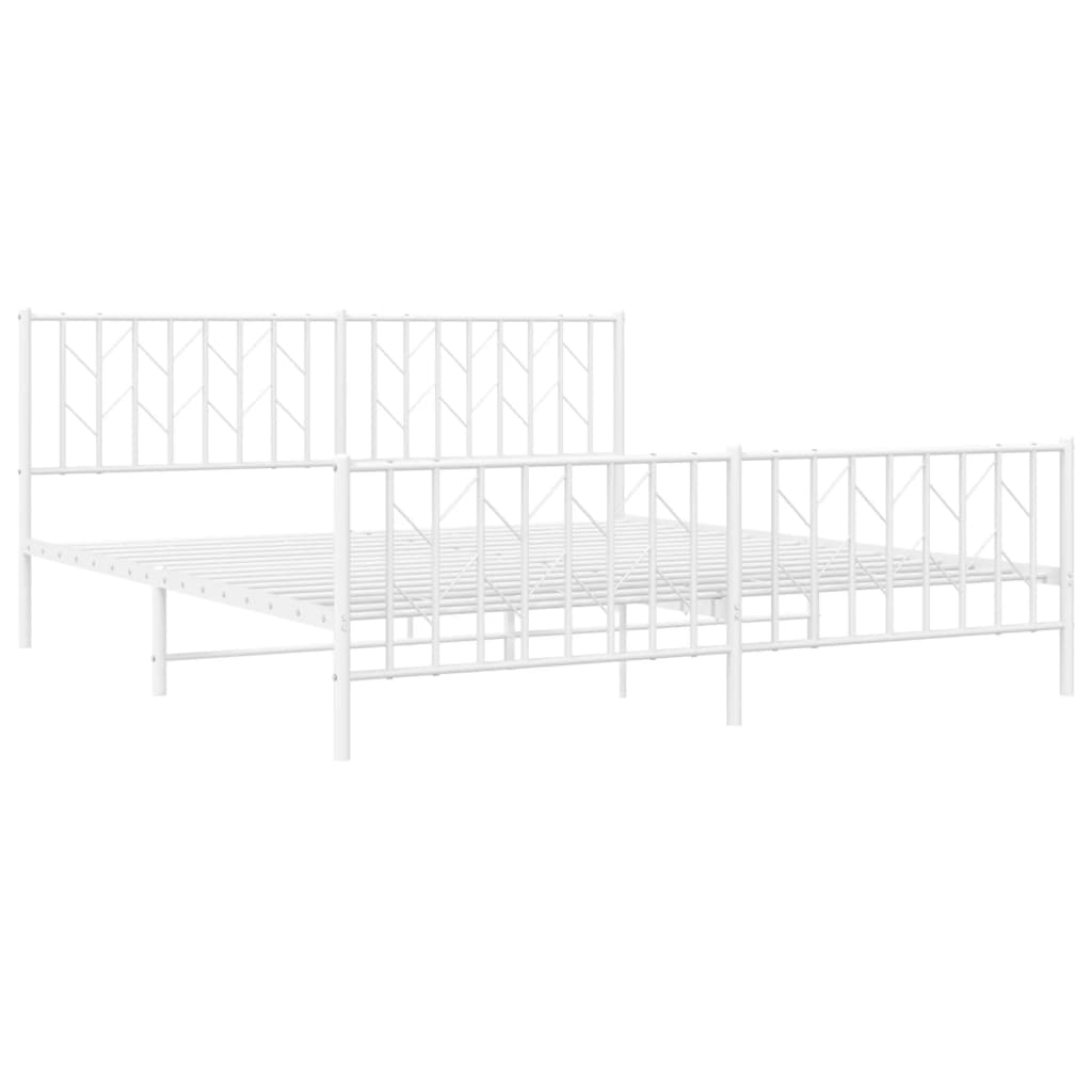 vidaXL Estrutura de cama com cabeceira e pés 183x213 cm metal branco