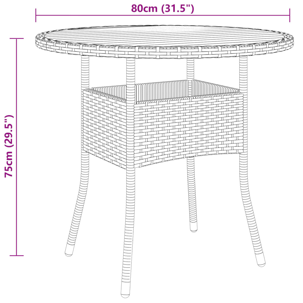 vidaXL 5 pcs conjunto de jantar para jardim vime PE preto