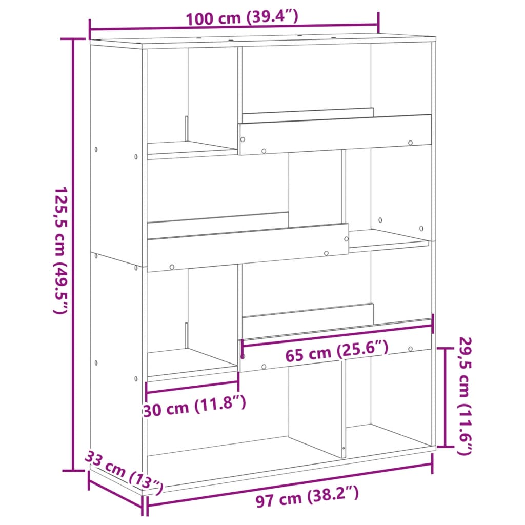 vidaXL Divisória 100x33x125,5 cm derivados de madeira branco