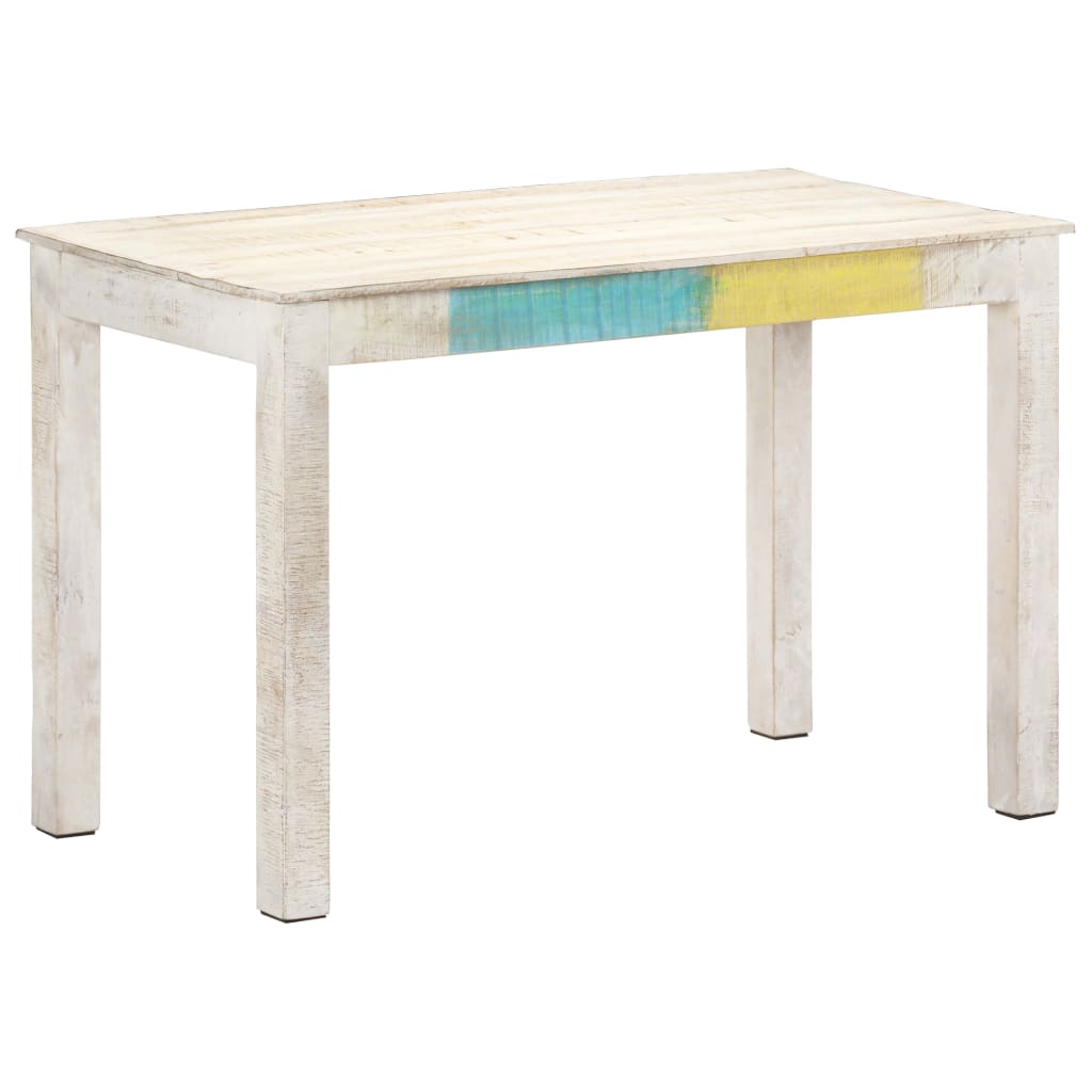 vidaXL Mesa de jantar 120x60x76 cm madeira de mangueira maciça branco