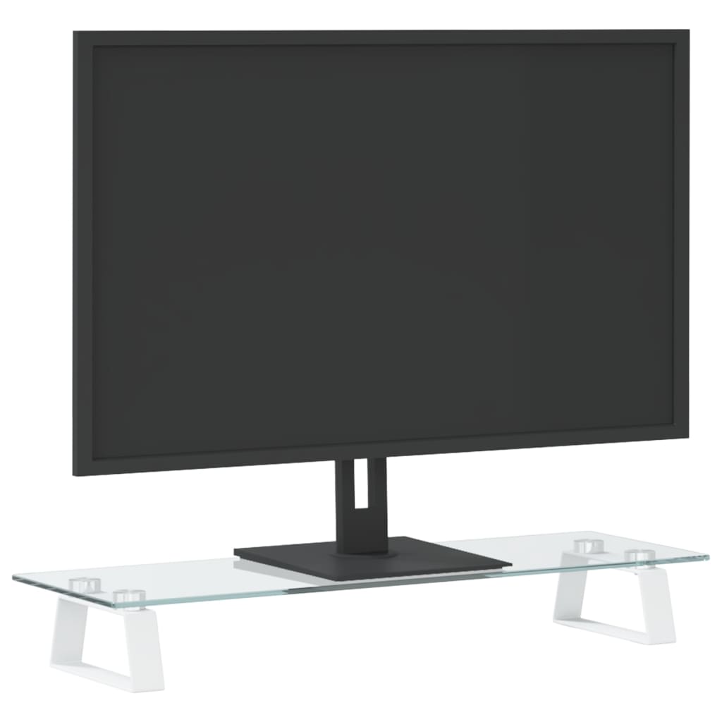 vidaXL Suporte para monitor 60x20x8 cm vidro temperado e metal branco