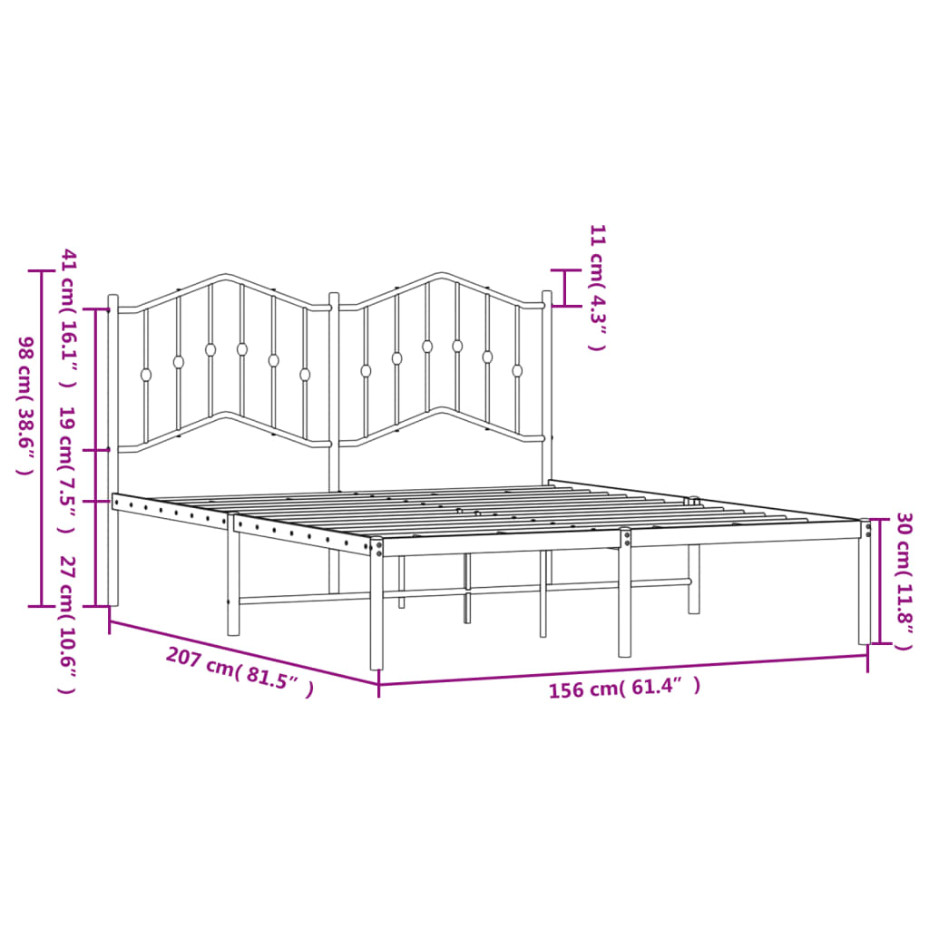 vidaXL Estrutura de cama com cabeceira 150x200 cm metal branco