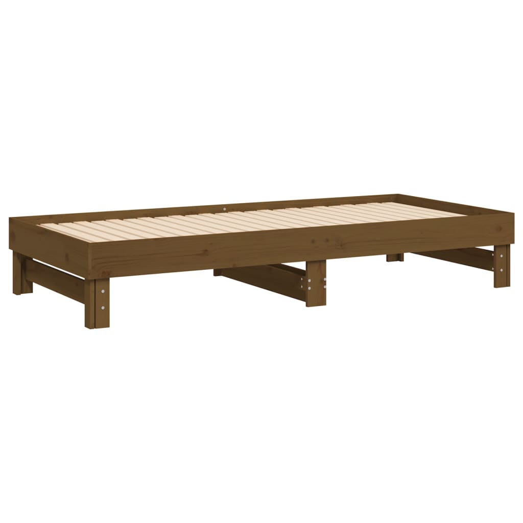 vidaXL Sofá-cama de puxar 2x(100x200) cm pinho maciço castanho-mel