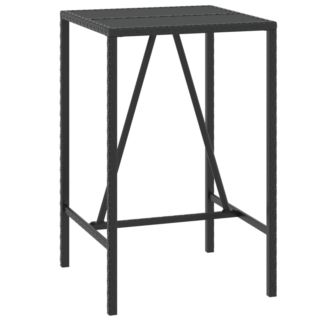 vidaXL 3 pcs conjunto de bar p/ jardim vime PE/acácia maciça preto