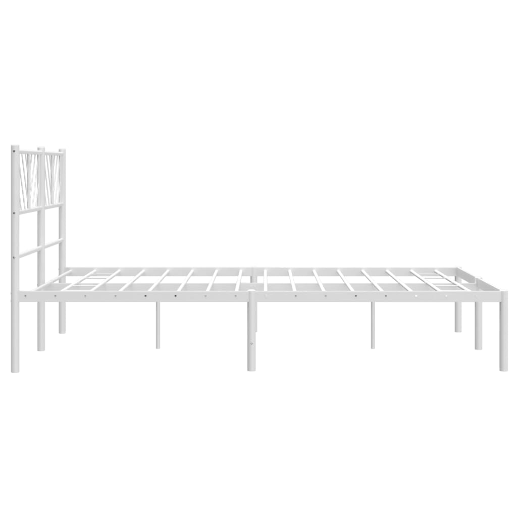 vidaXL Estrutura de cama com cabeceira 135x190 cm metal branco