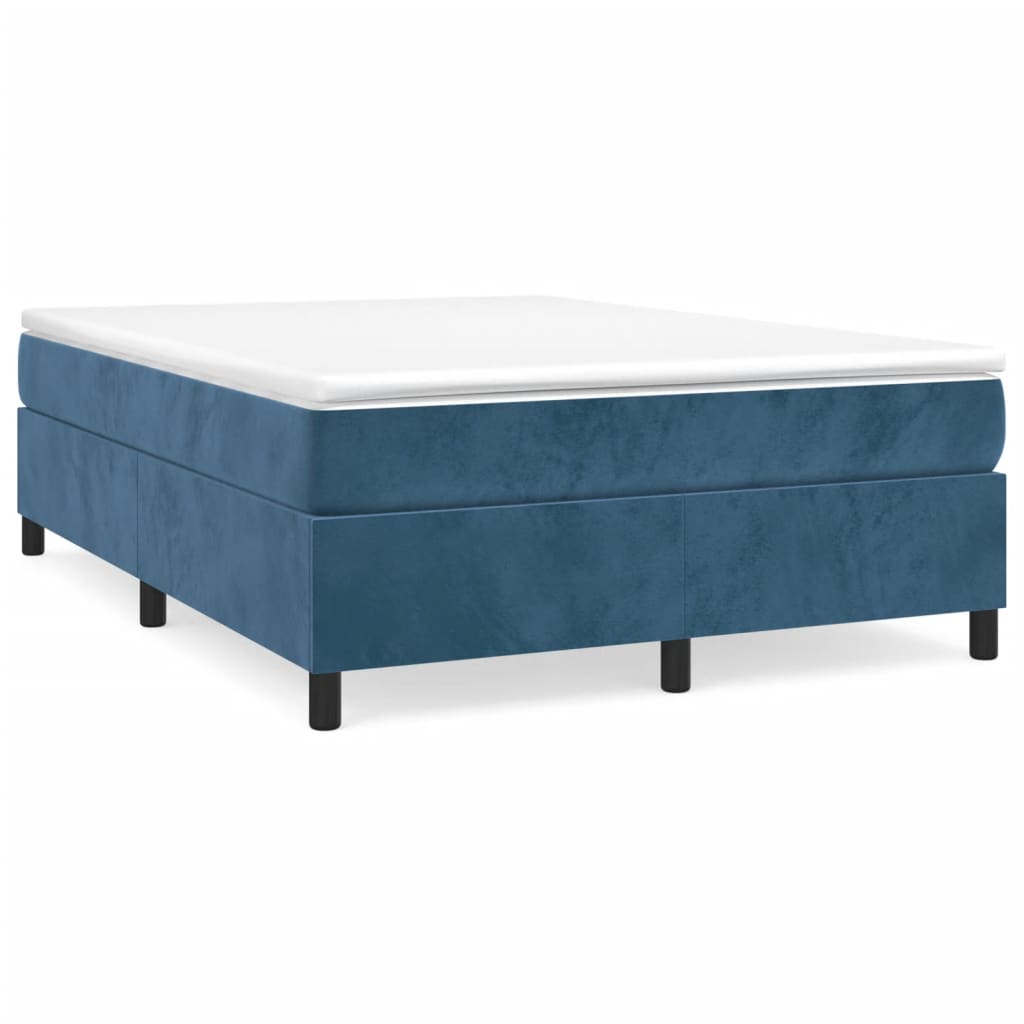 vidaXL Estrutura de cama 140x200 cm veludo azul-escuro