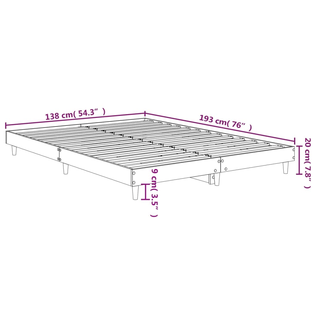 vidaXL Estrutura de cama 135x190 cm derivados madeira carvalho sonoma