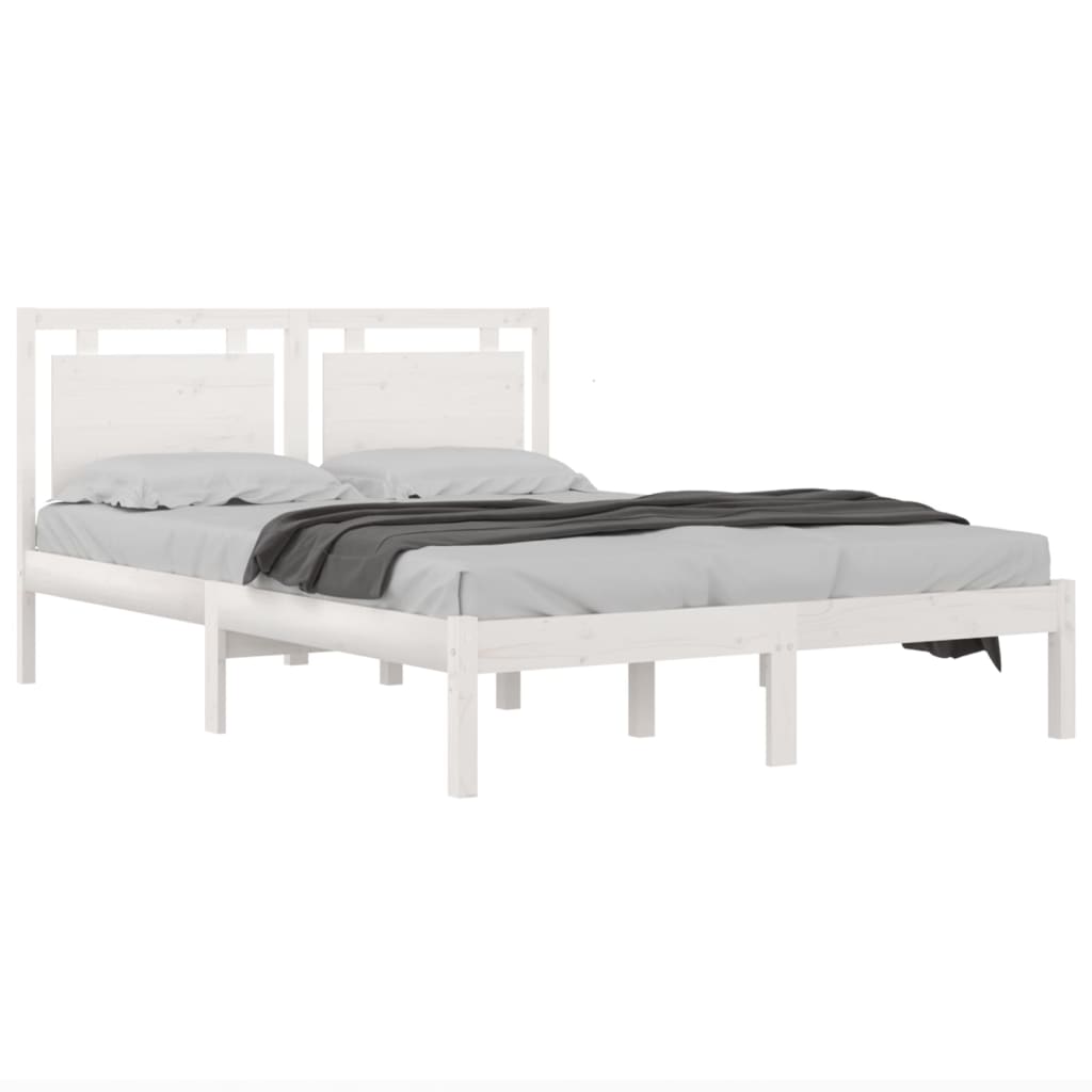 vidaXL Estrutura de cama 140x190 cm madeira maciça branco