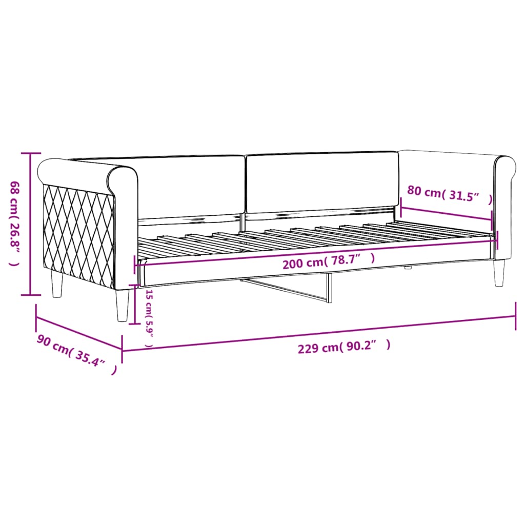 vidaXL Sofá-cama 80x200 cm veludo verde-escuro