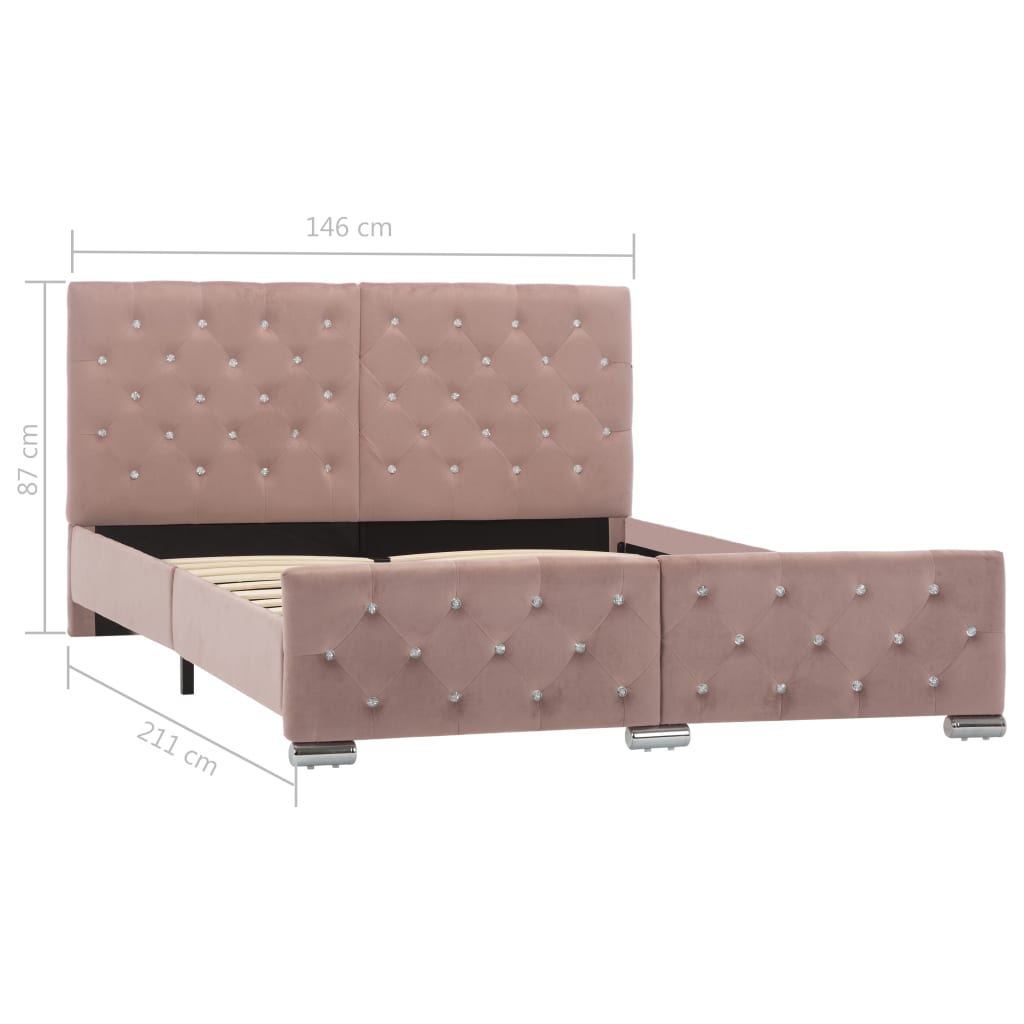 vidaXL Estrutura de cama 140x200 cm veludo rosa