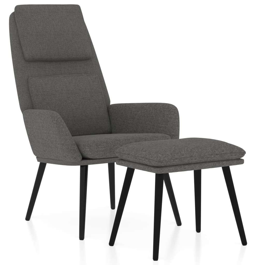 vidaXL Cadeira de descanso com banco tecido cinzento-claro