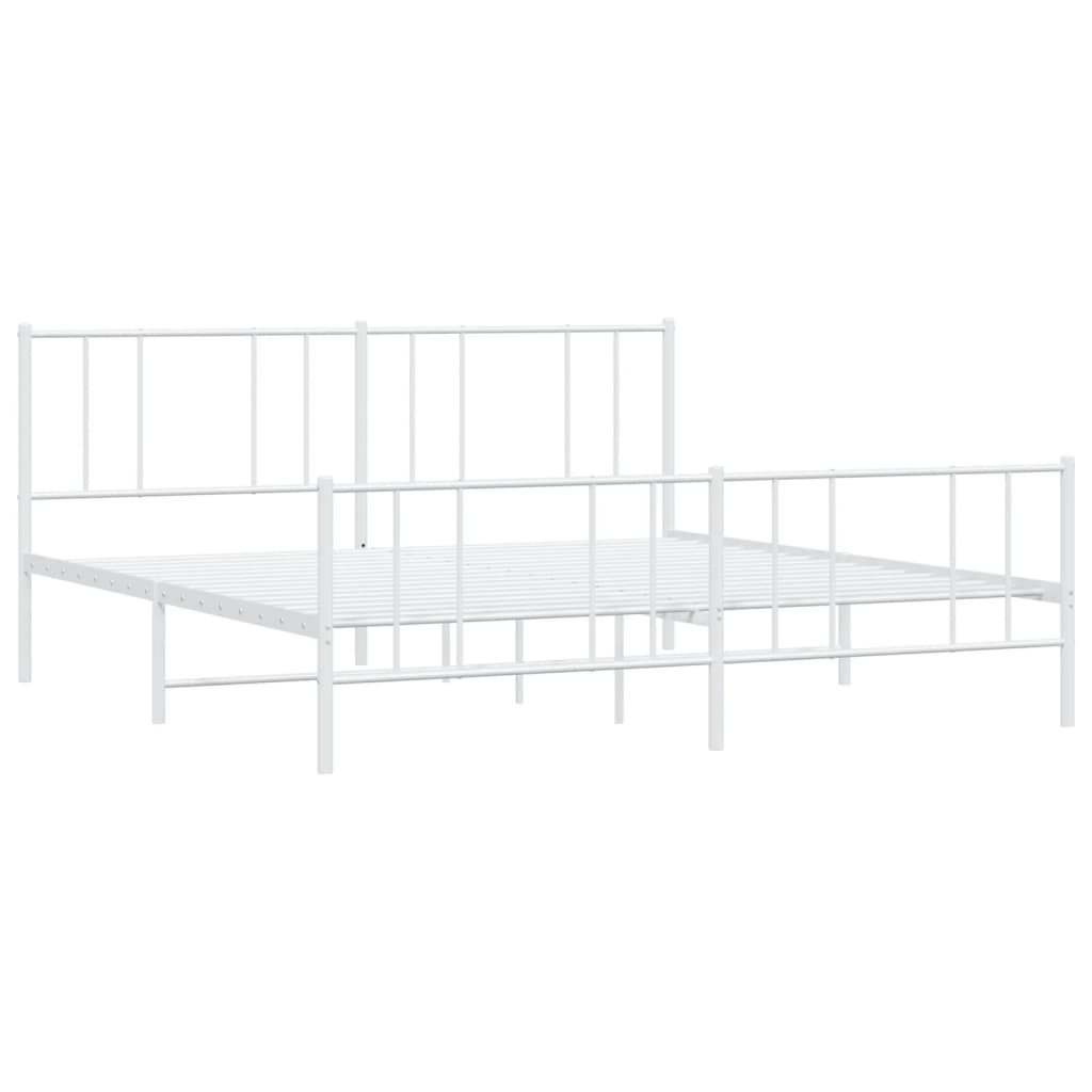 vidaXL Estrutura de cama com cabeceira e pés 193x203 cm metal branco