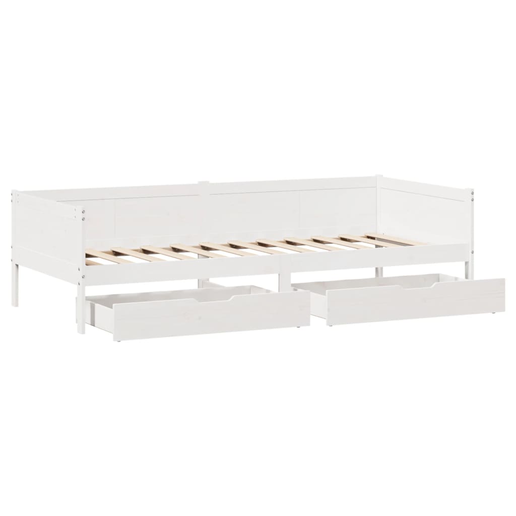 vidaXL Sofá-cama c/ gavetas 90x190 cm madeira de pinho maciça branco