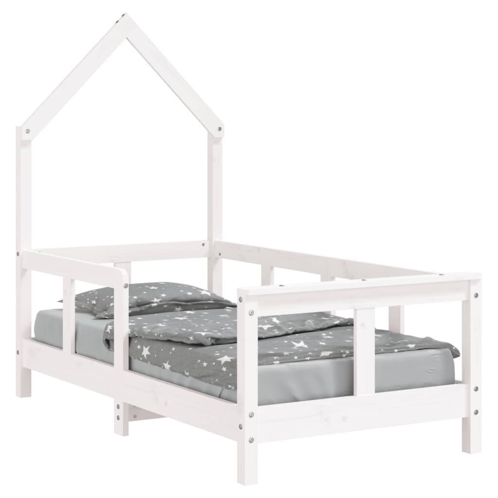 vidaXL Estrutura de cama infantil 70x140 cm pinho maciço branco