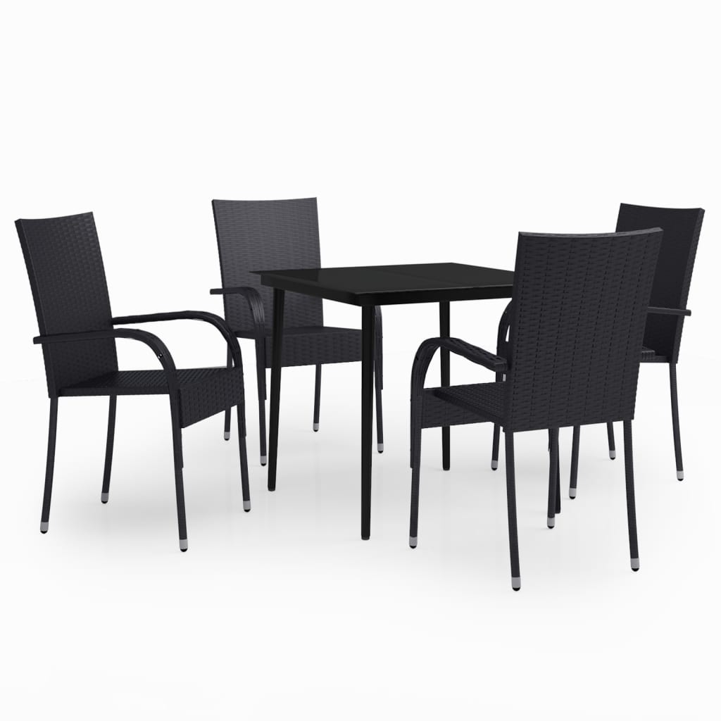 vidaXL 5 pcs Conjunto de jantar para jardim preto