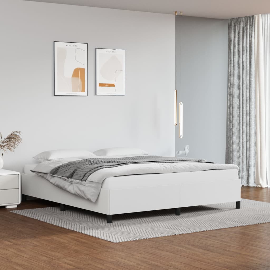 vidaXL Estrutura de cama 160x200 cm couro artificial branco