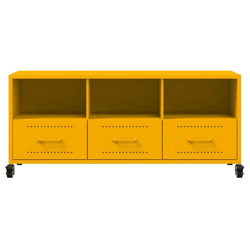 vidaXL Móvel de TV 100,5x39x43,5 cm aço amarelo mostarda