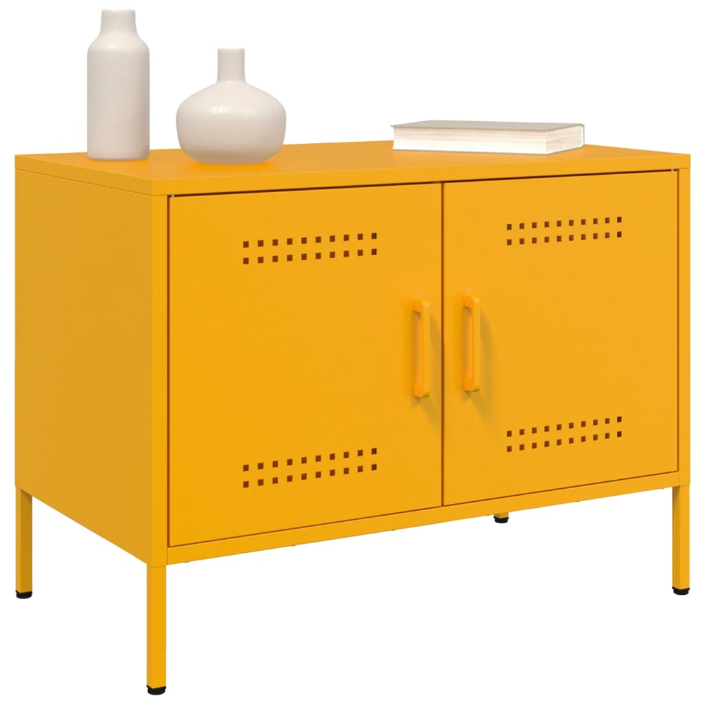 vidaXL Móvel de TV 68x39x50,5 cm aço amarelo mostarda