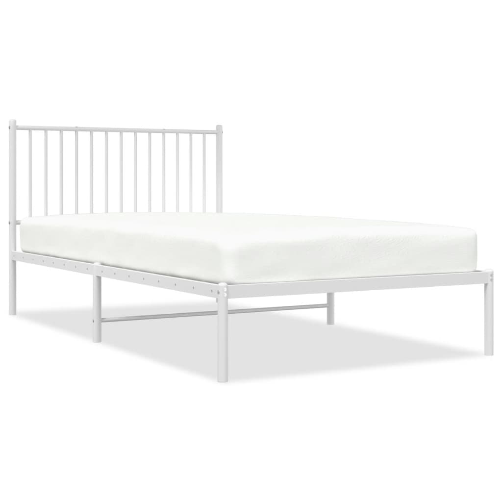 vidaXL Estrutura de cama em metal com cabeceira 107x203 cm branco