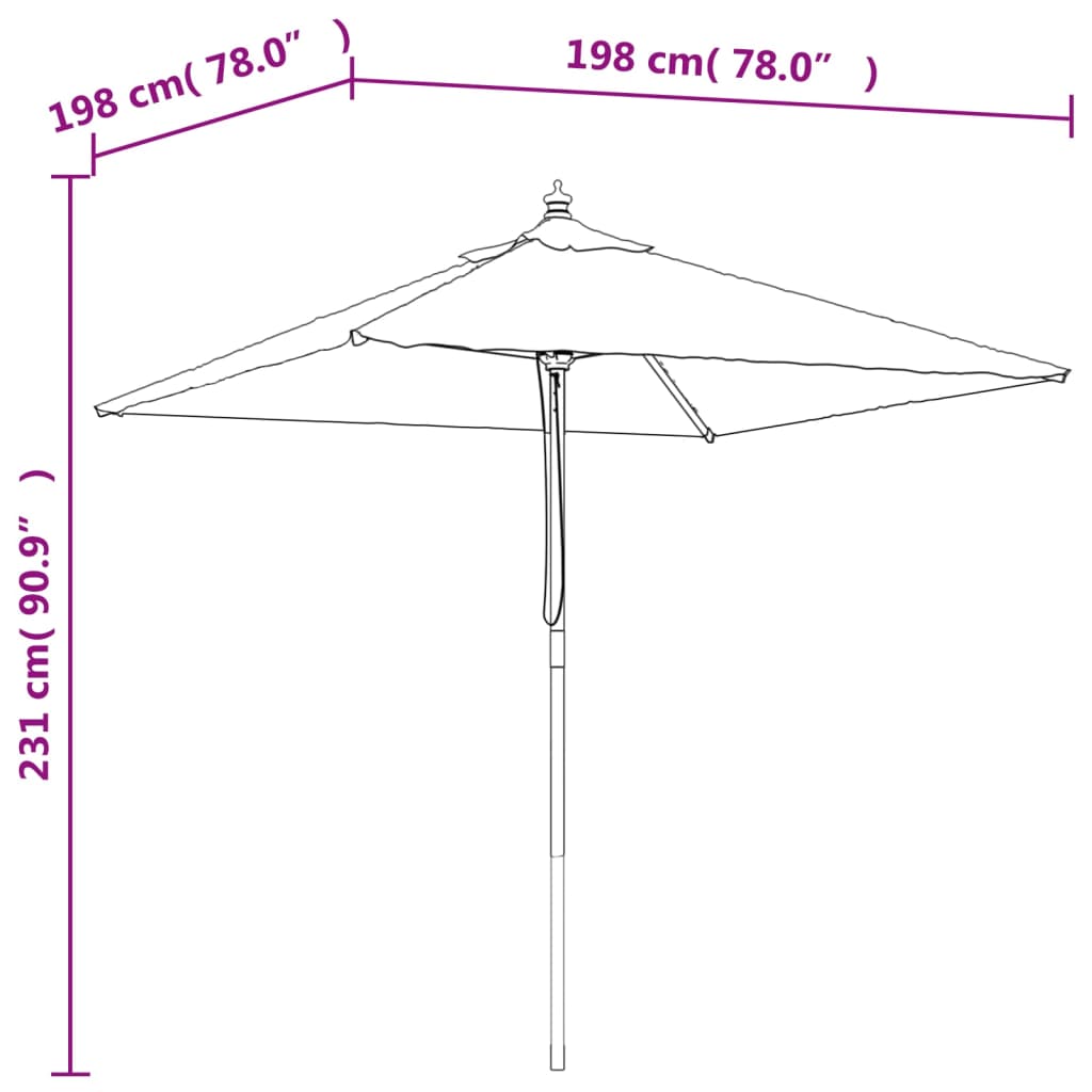 vidaXL Guarda-sol de jardim com poste de madeira cinzento-acastanhado