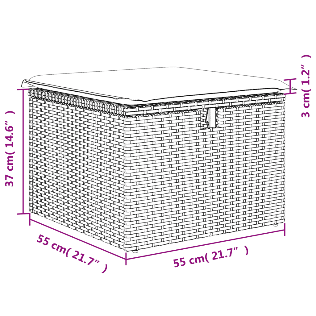 vidaXL 7 pcs conjunto de sofás p/ jardim c/ almofadões vime PE preto