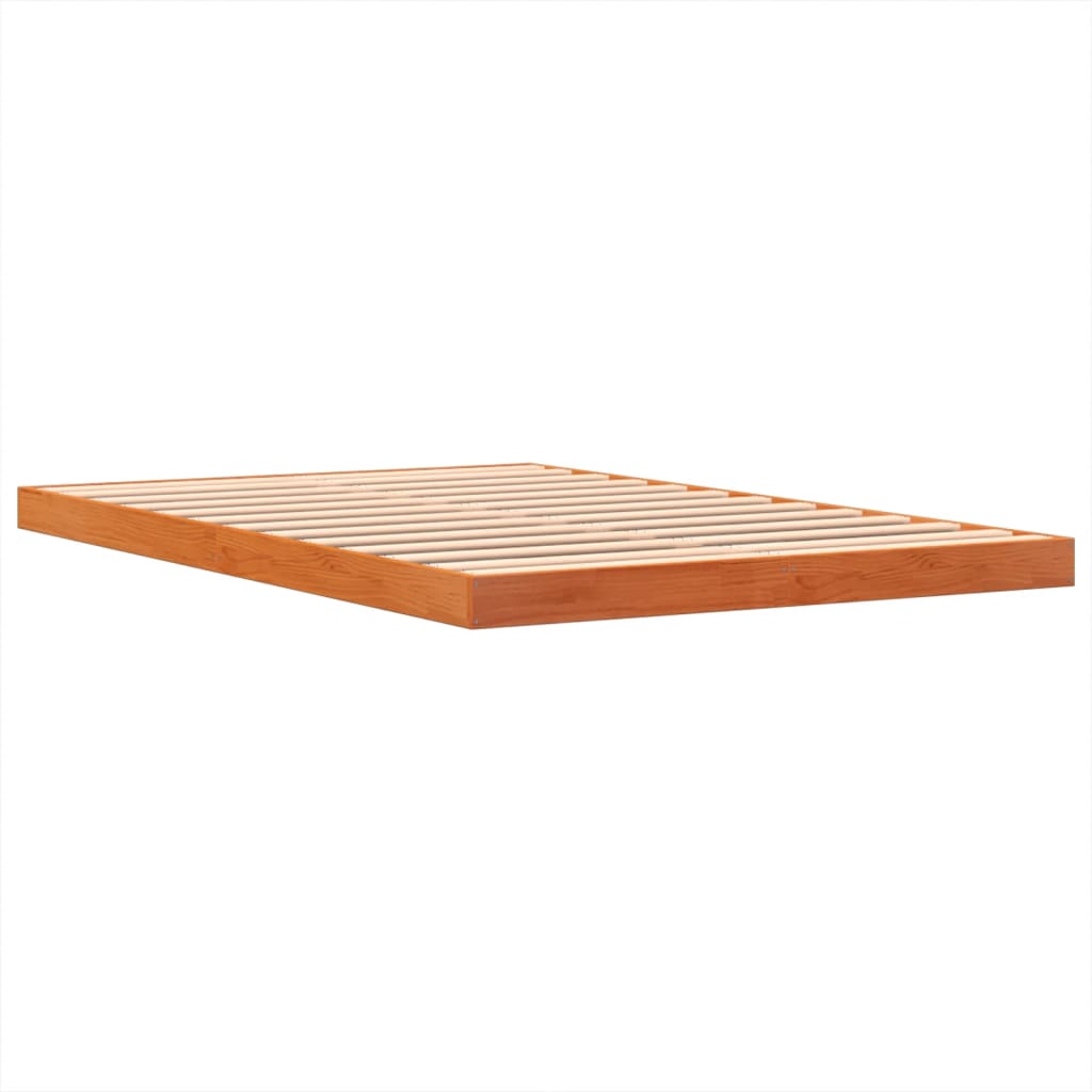 vidaXL Estrutura de cama 140x200 cm madeira pinho maciça castanho cera