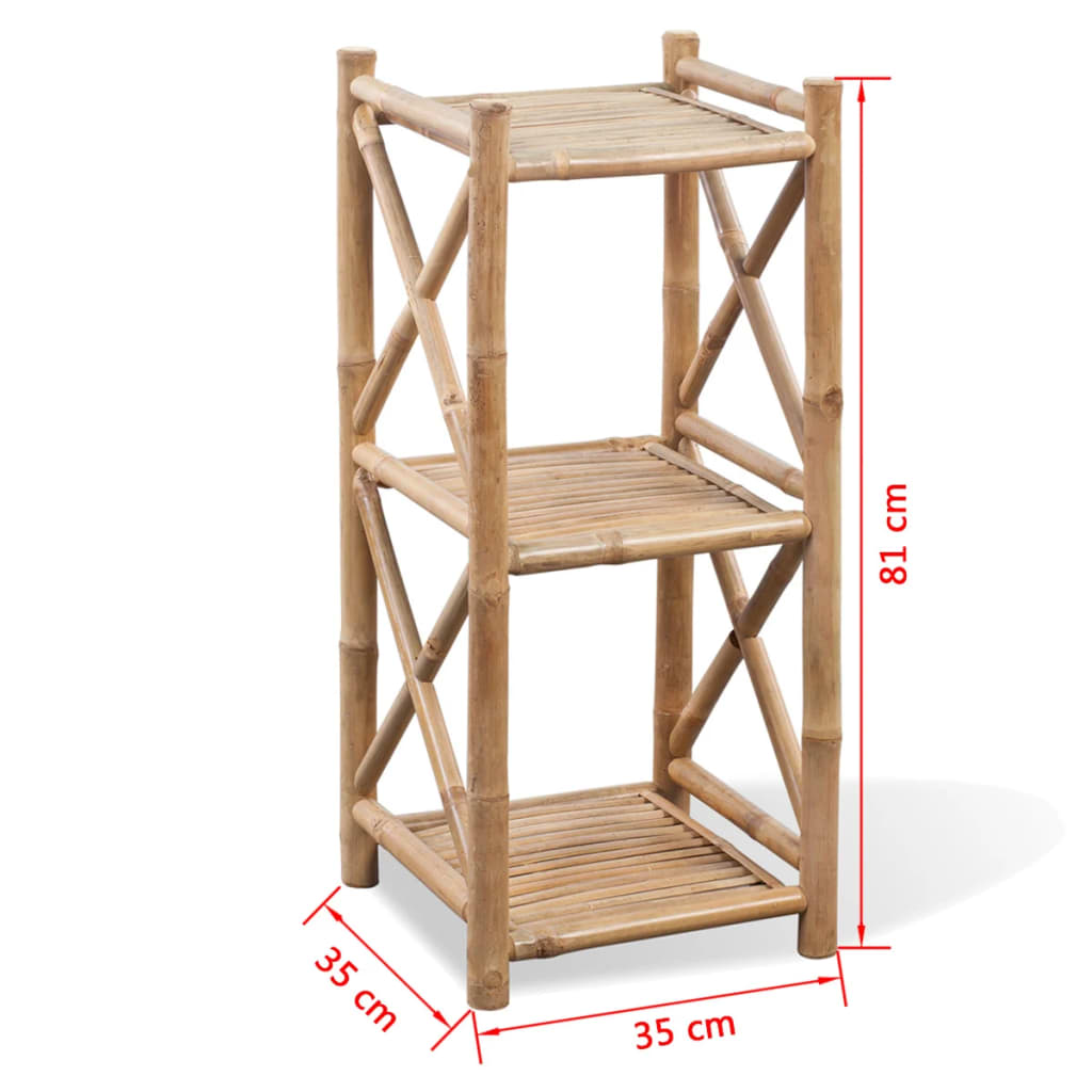 vidaXL Estante de bambu quadrada com 3 prateleiras