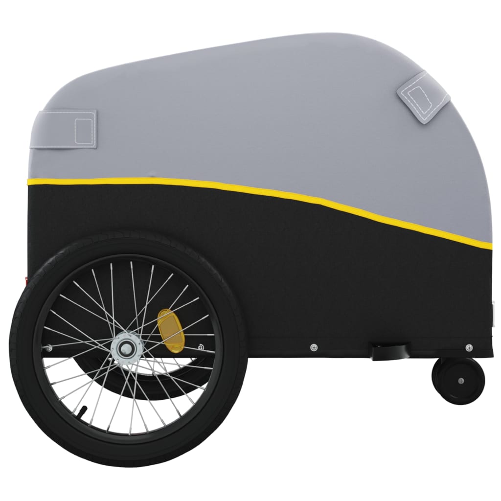 vidaXL Reboque para bicicleta 30 kg ferro preto e amarelo