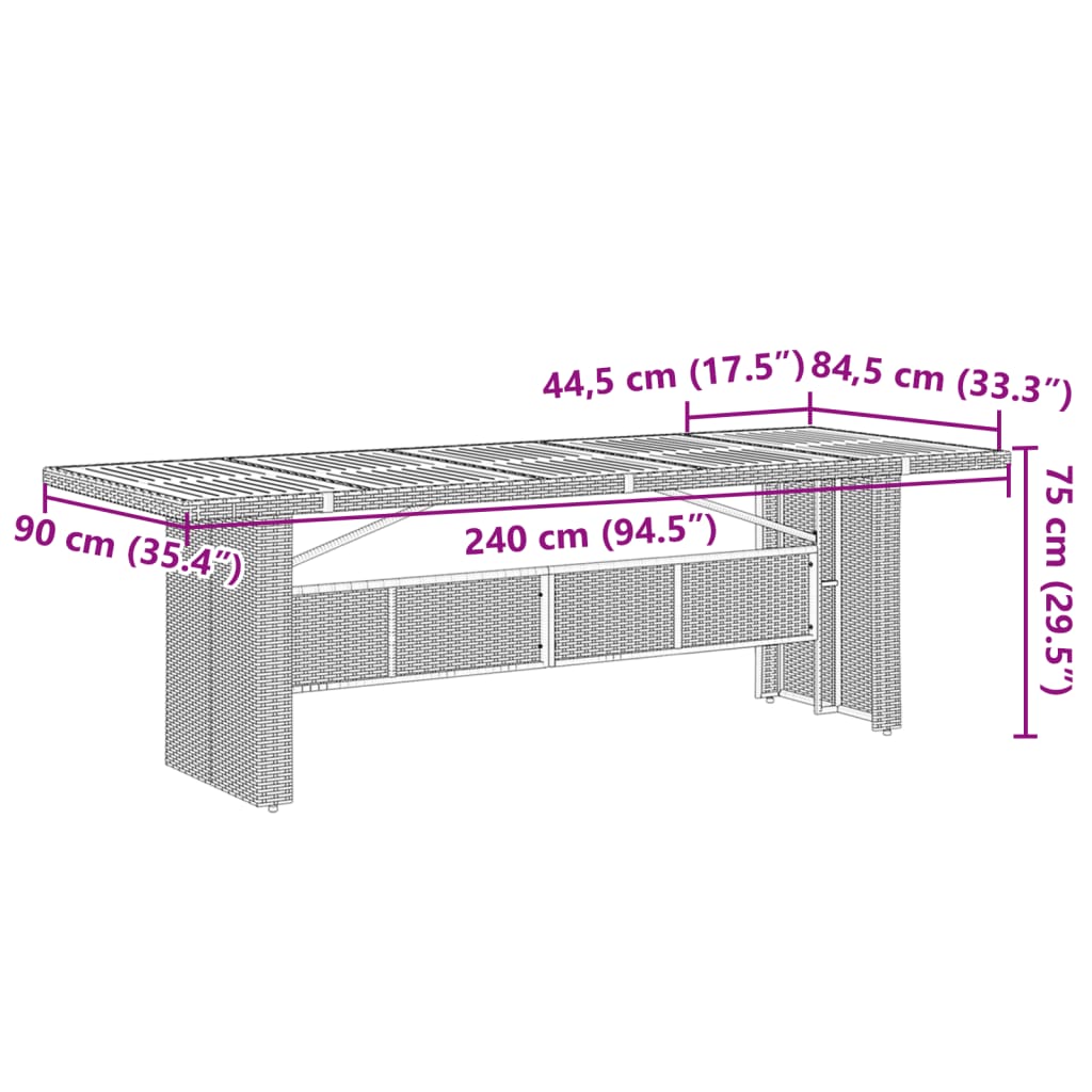 vidaXL 11 pcs conjunto bistrô de jardim c/ almofadões vime PE cinzento