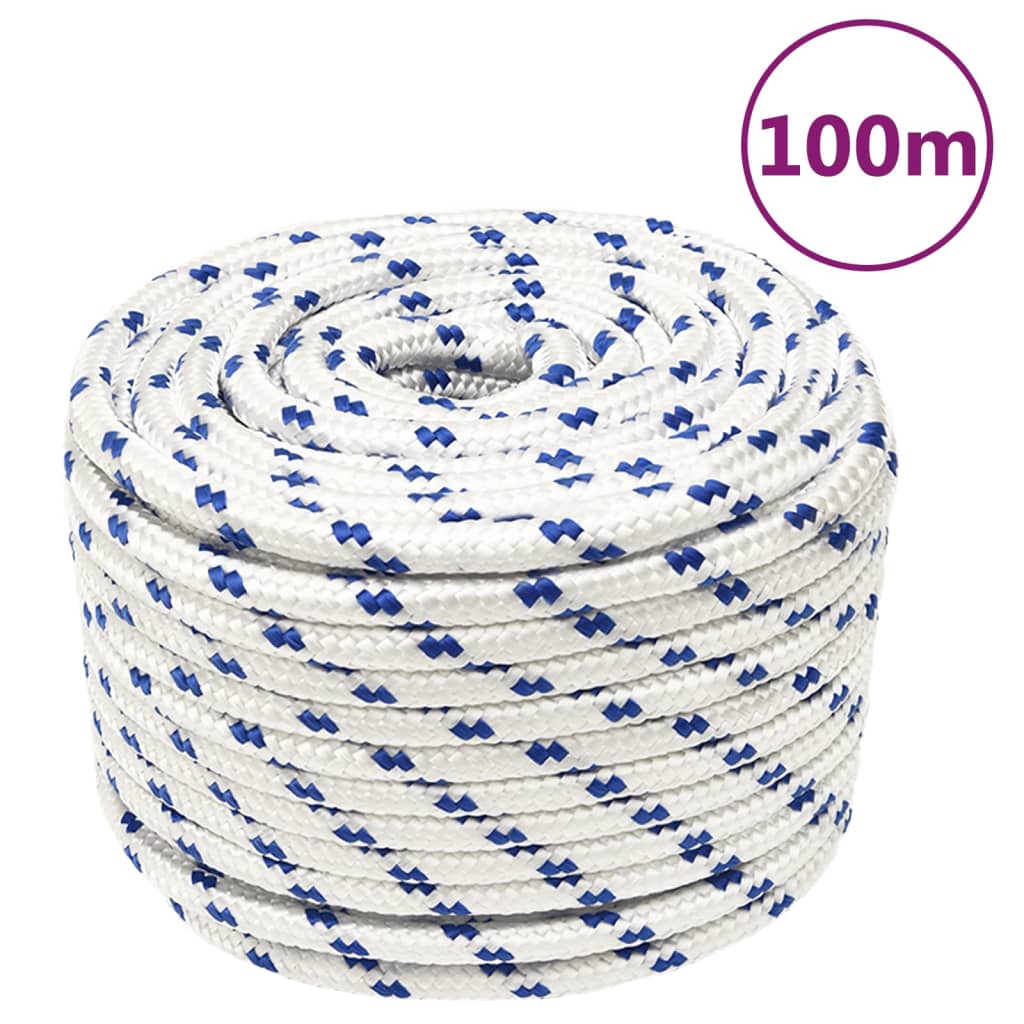 vidaXL Corda de barco 12 mm 100 m polipropileno branco