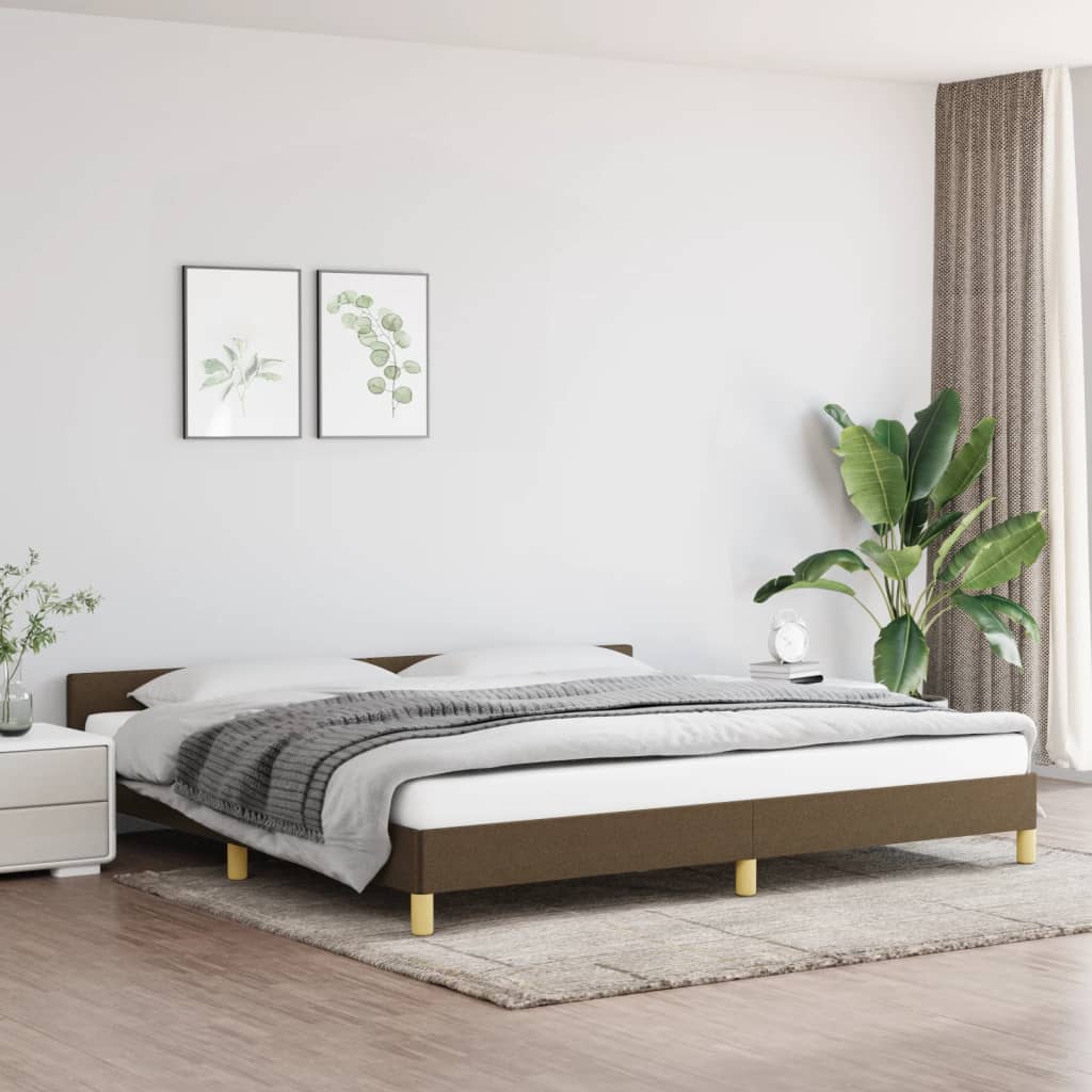 vidaXL Estrutura de cama sem colchão 200x200 cm tecido castanho-escuro