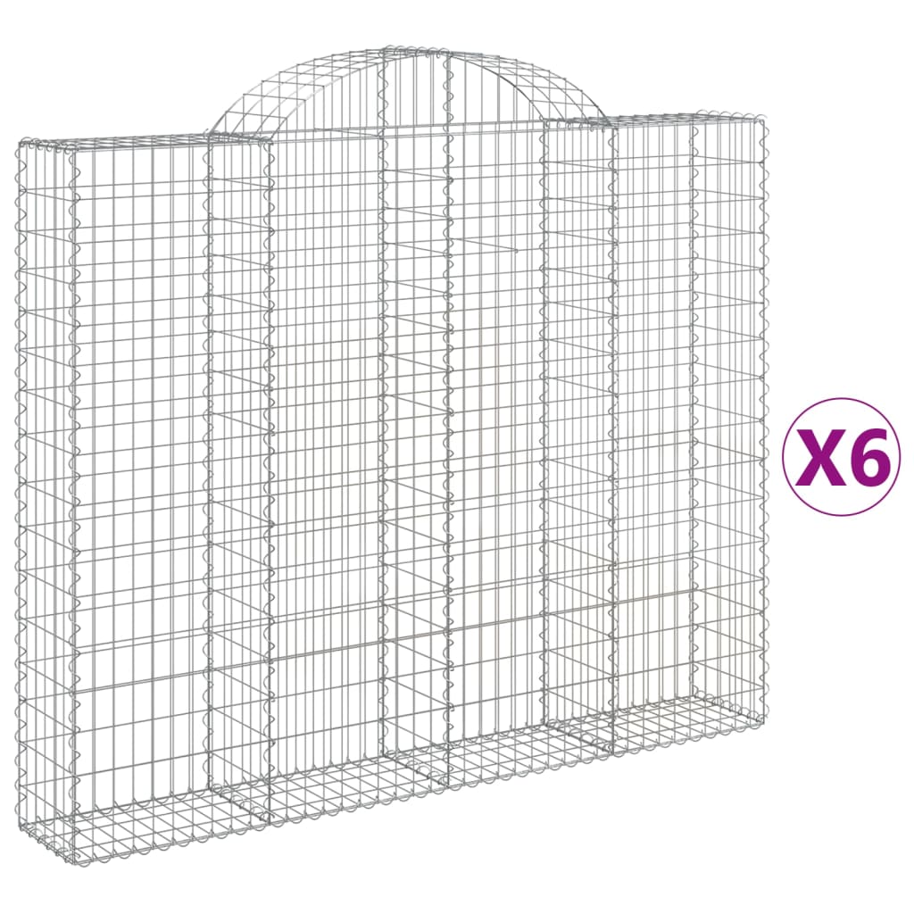 vidaXL Cestos gabião arqueados 6pcs 200x30x160/180cm ferro galvanizado