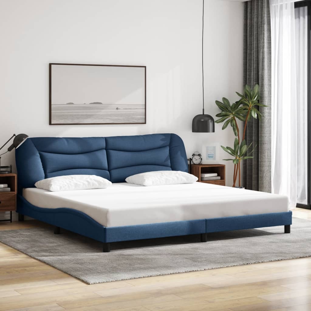 vidaXL Estrutura de cama sem colchão 200x200 cm tecido azul