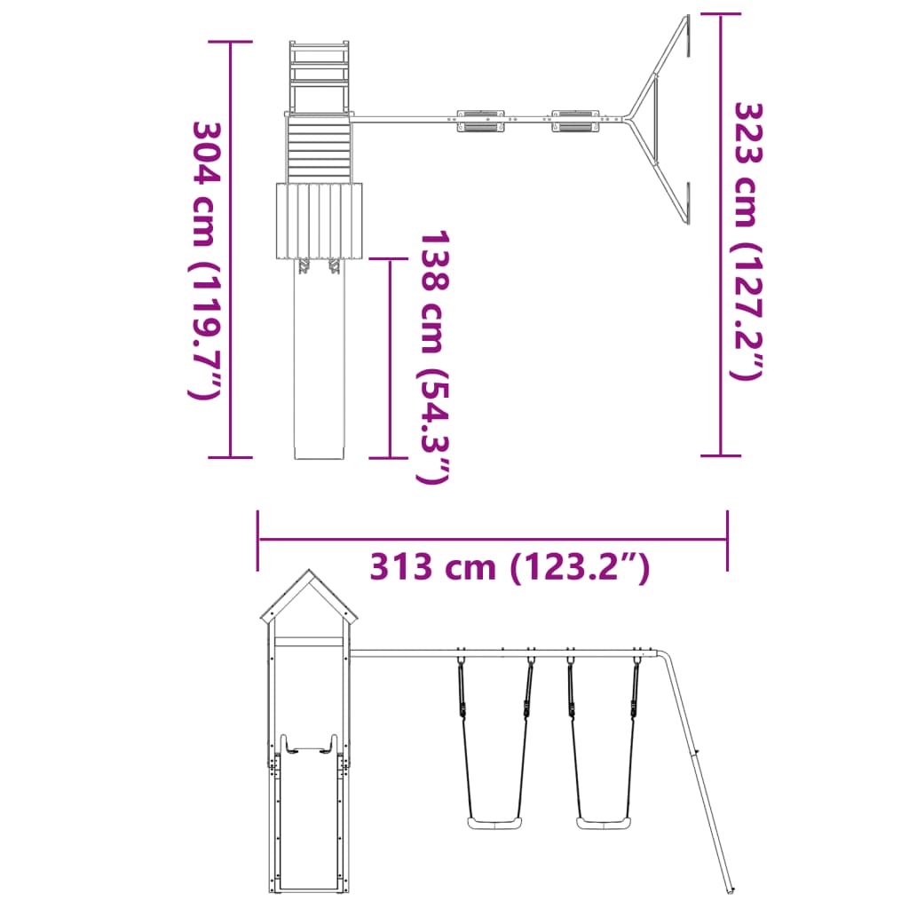 vidaXL Conjunto de brincar para exterior madeira de pinho impregnada