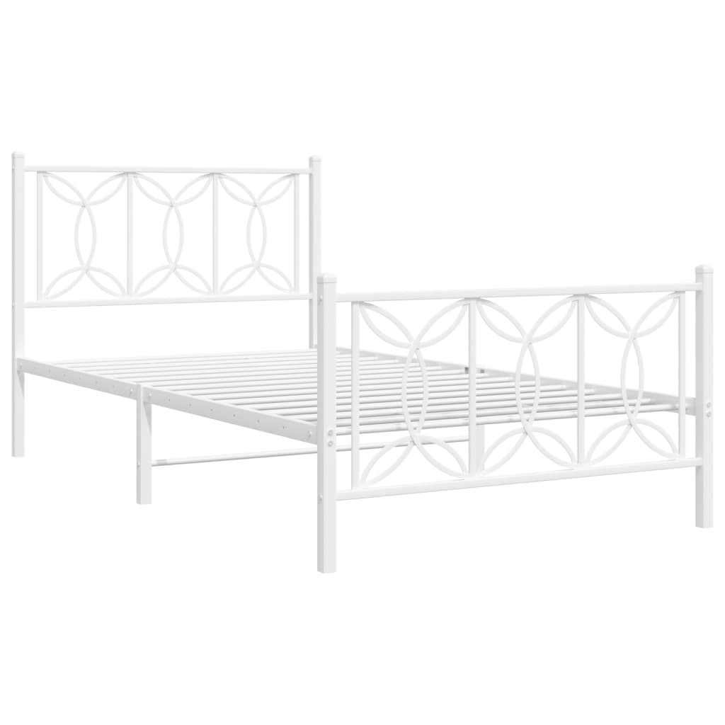 vidaXL Estrutura de cama com cabeceira e pés 100x200 cm metal branco