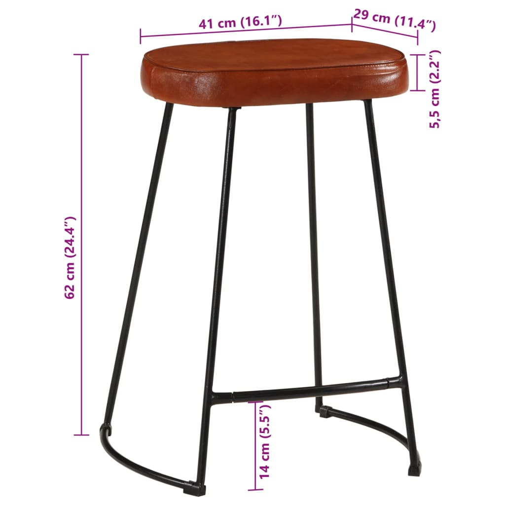 vidaXL Bancos de bar 2 pcs 41x29x62 cm castanho-escuro