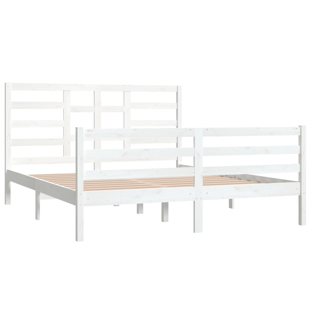 vidaXL Estrutura de cama 160x200 cm madeira maciça branco