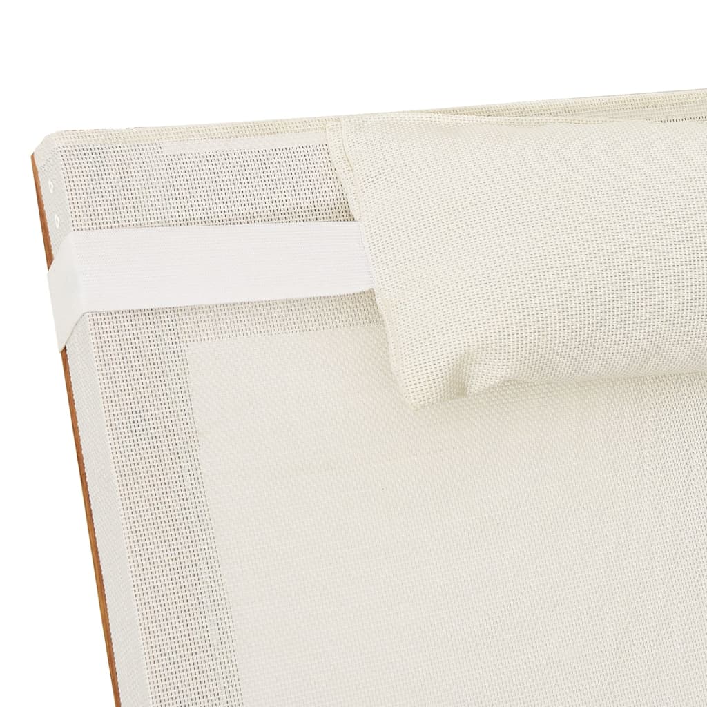 vidaXL Espreguiçadeira c/ almofada textilene e álamo maciço branco