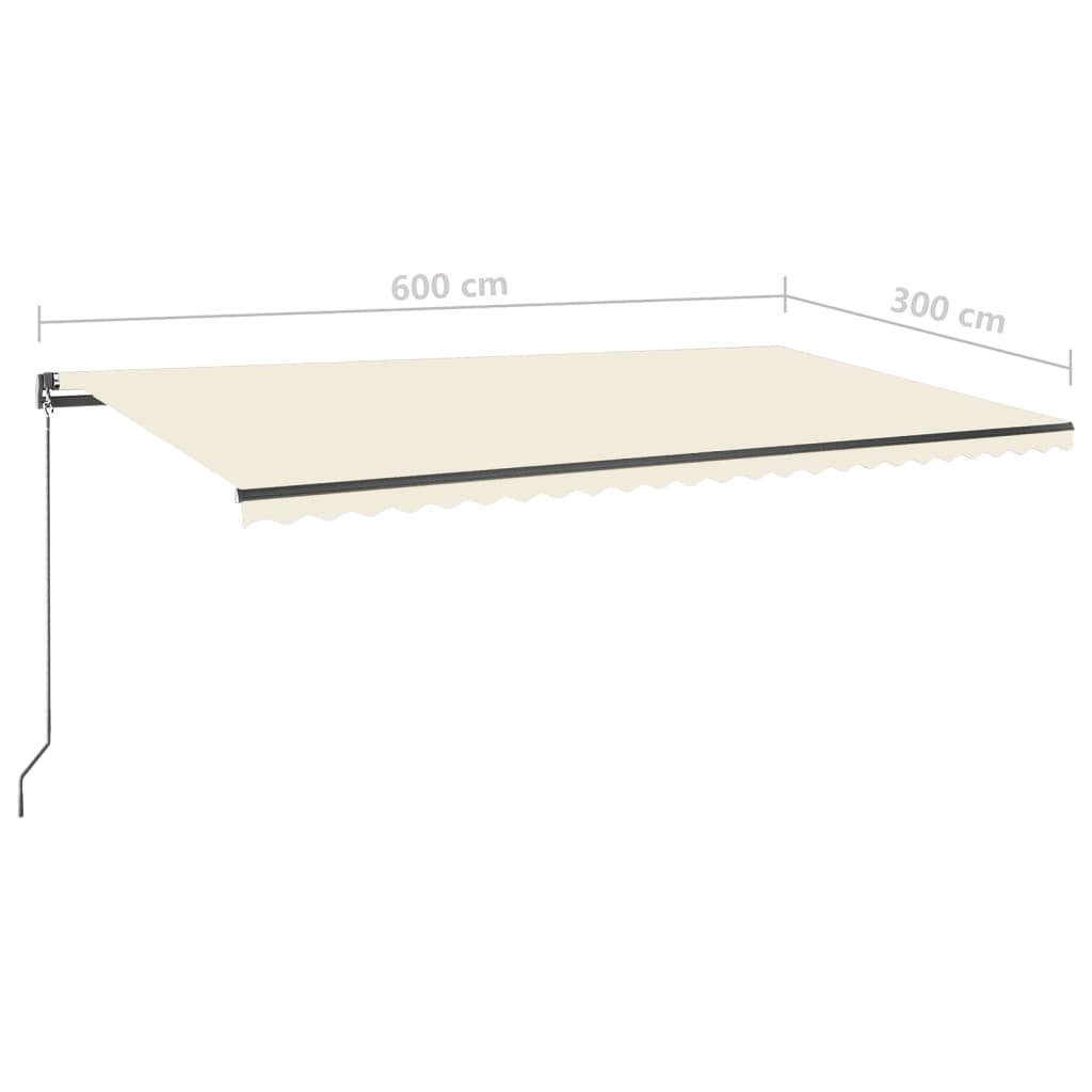 vidaXL Toldo automático independente 600x300 cm cor creme