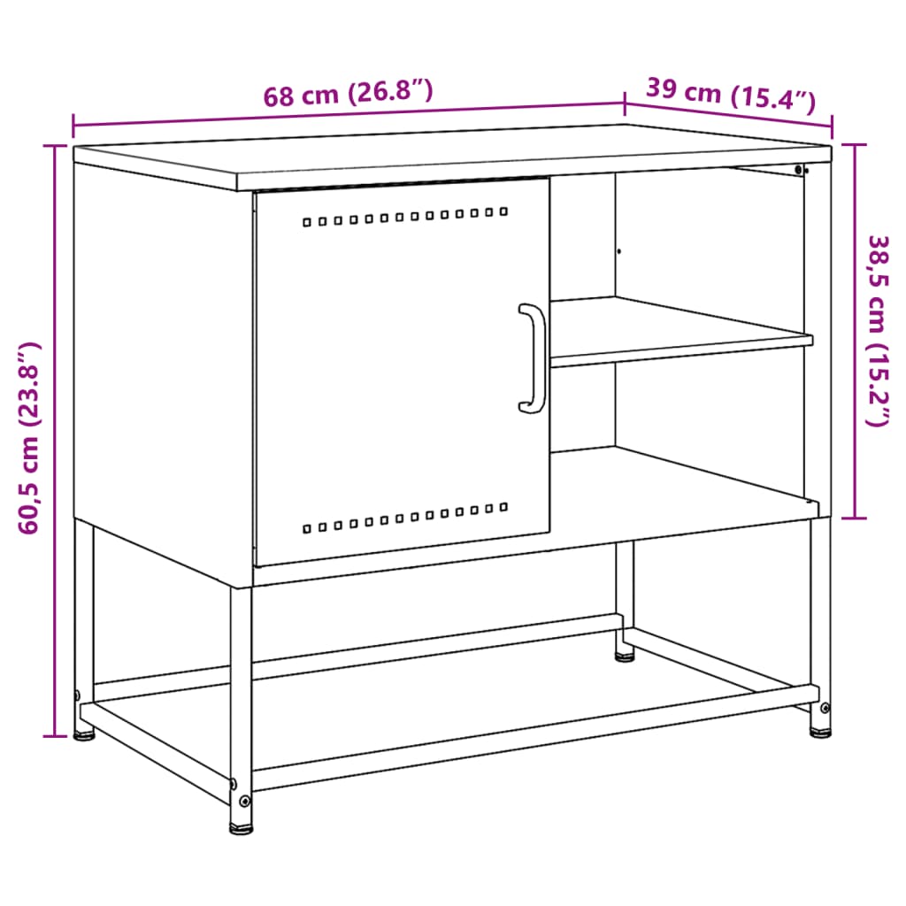 vidaXL Móvel de TV 100,5x39x60,5 cm aço rosa