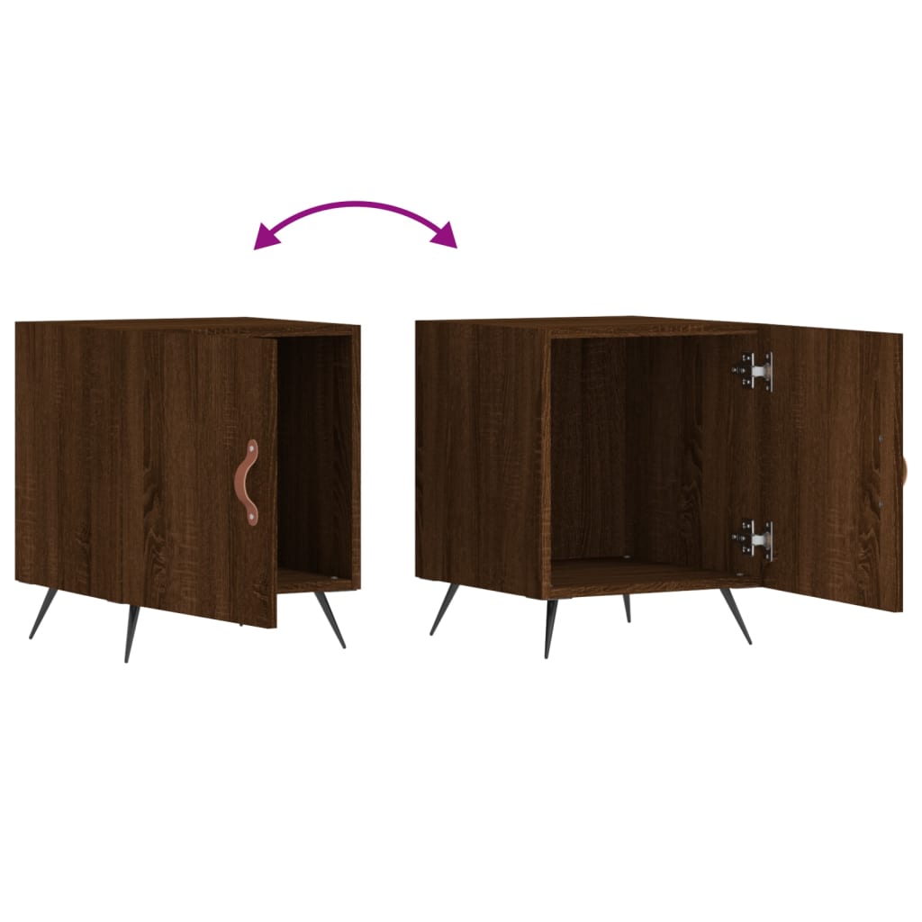 vidaXL Mesa cabeceira 2pcs 40x40x50cm deriv. madeira carvalho castanho