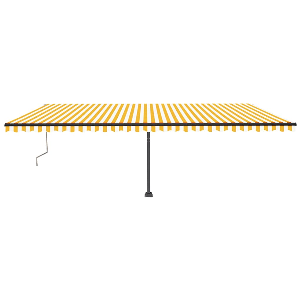 vidaXL Toldo autom. LED e sensor de vento 600x350 cm amarelo/branco