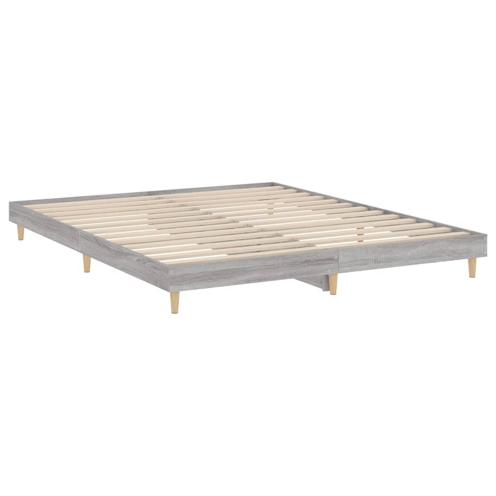 vidaXL Estrutura de cama 160x200 cm derivados de madeira cinza sonoma