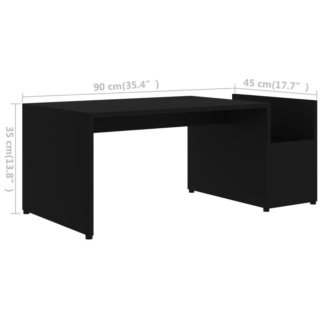 vidaXL Mesa de centro 90x45x35 cm derivados de madeira preto